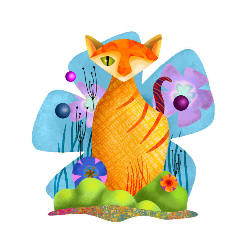 Orange cat in spring by pladypooz